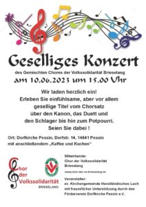 Konzert - Chor der Volkssolidarität Brieselang @ Dorfkirche Pessin